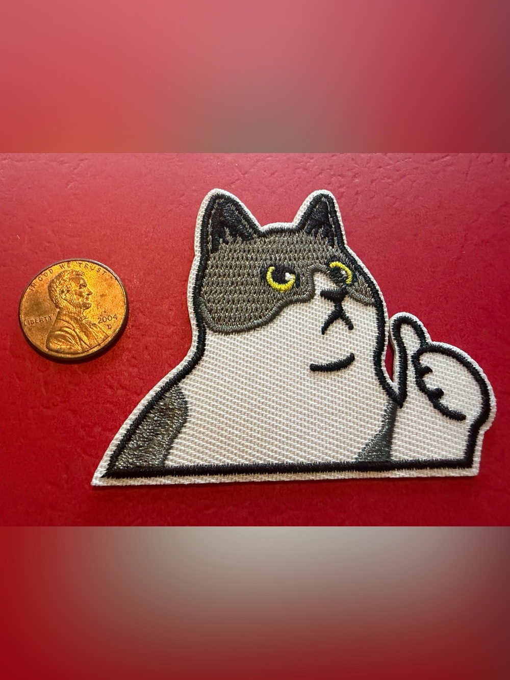 Cat Embroidered Patch - Gray & White Cat Accent for Pets